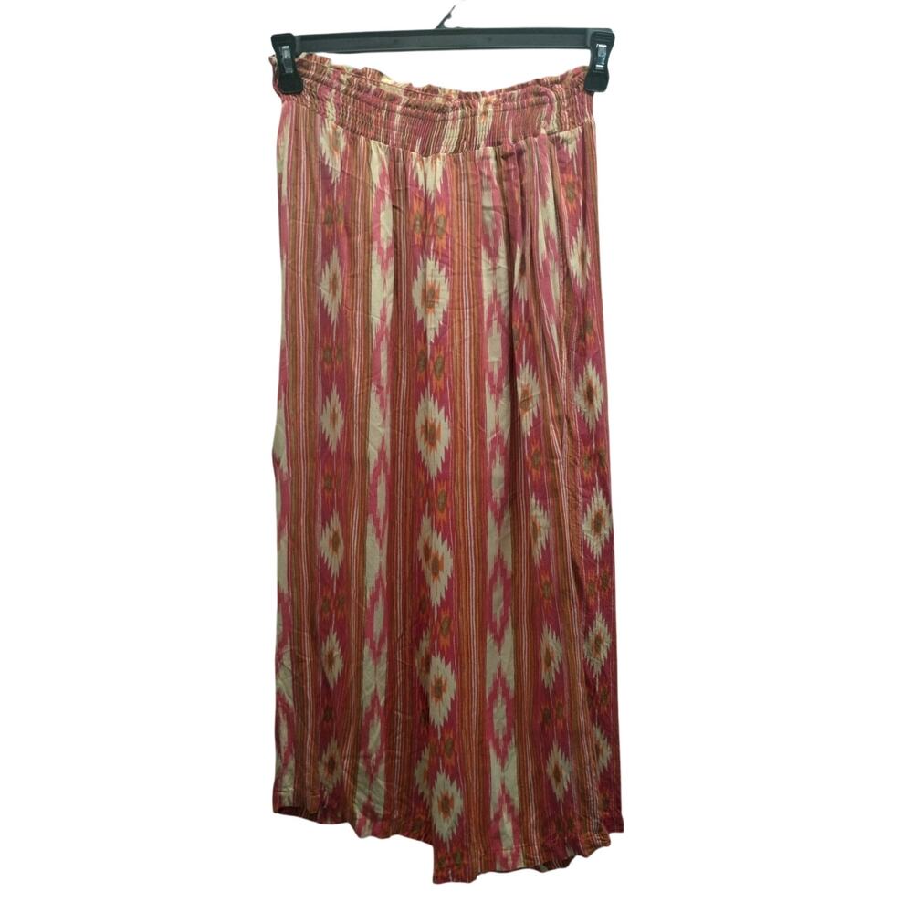 Vintage Angie Size Small Y2K Wide Leg Aztec Southwestern Boho Crop Pull-On Pants